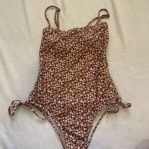 Floral Brown One-Piece Swimsuit